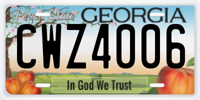 GA license plate CWZ4006