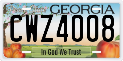GA license plate CWZ4008