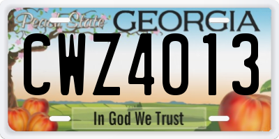 GA license plate CWZ4013
