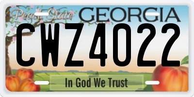 GA license plate CWZ4022