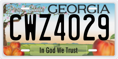 GA license plate CWZ4029