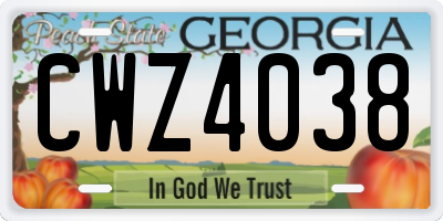 GA license plate CWZ4038