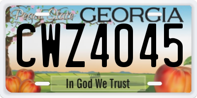 GA license plate CWZ4045