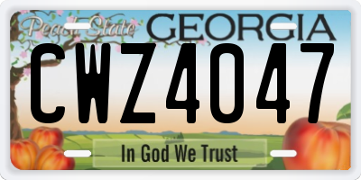 GA license plate CWZ4047