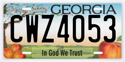 GA license plate CWZ4053