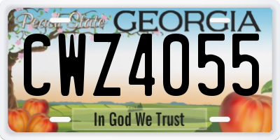 GA license plate CWZ4055