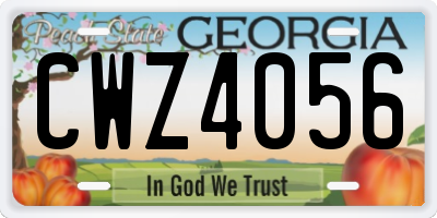 GA license plate CWZ4056