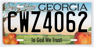GA license plate CWZ4062