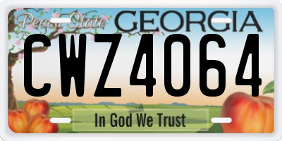 GA license plate CWZ4064