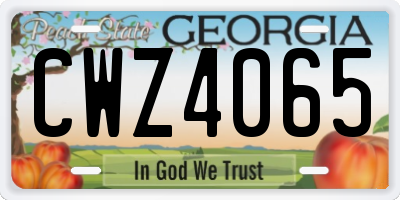 GA license plate CWZ4065