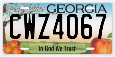 GA license plate CWZ4067