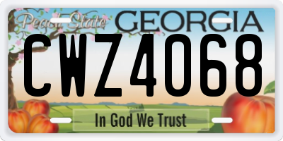 GA license plate CWZ4068