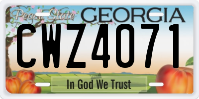 GA license plate CWZ4071