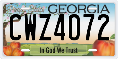 GA license plate CWZ4072
