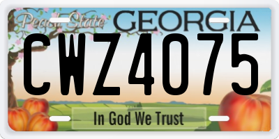 GA license plate CWZ4075
