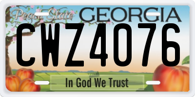 GA license plate CWZ4076