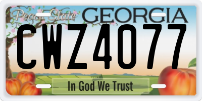 GA license plate CWZ4077