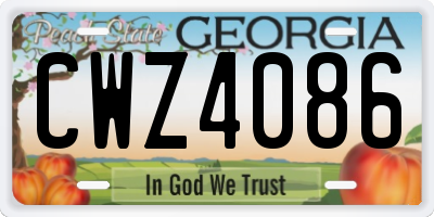 GA license plate CWZ4086