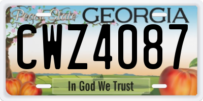 GA license plate CWZ4087
