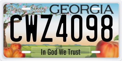 GA license plate CWZ4098