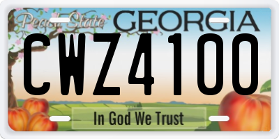 GA license plate CWZ4100
