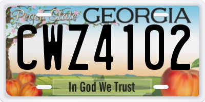 GA license plate CWZ4102