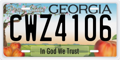GA license plate CWZ4106