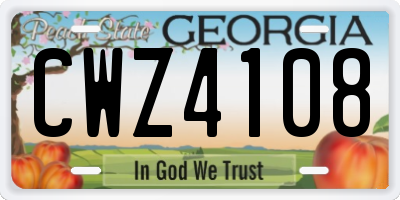 GA license plate CWZ4108