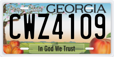 GA license plate CWZ4109