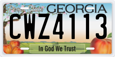 GA license plate CWZ4113