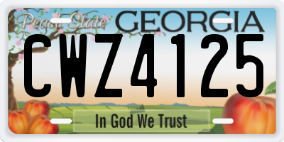 GA license plate CWZ4125