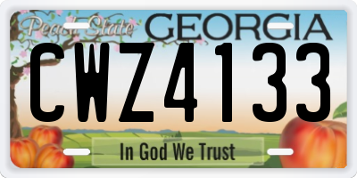 GA license plate CWZ4133