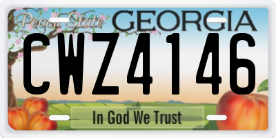 GA license plate CWZ4146