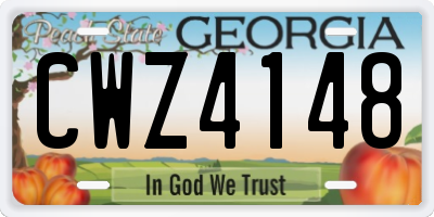 GA license plate CWZ4148