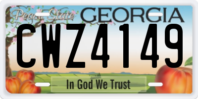 GA license plate CWZ4149
