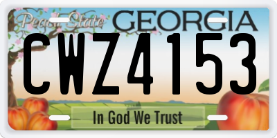 GA license plate CWZ4153