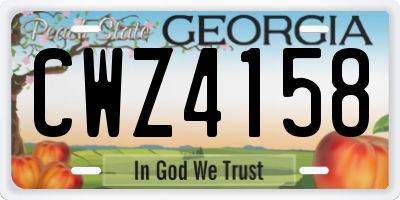 GA license plate CWZ4158