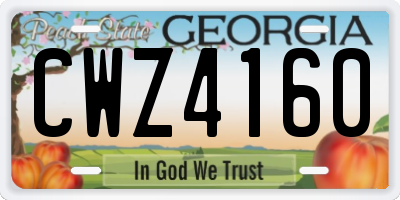 GA license plate CWZ4160