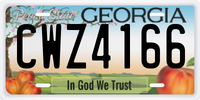 GA license plate CWZ4166