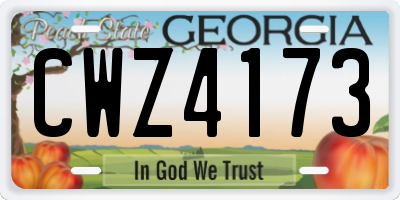 GA license plate CWZ4173