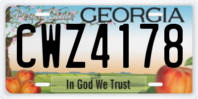 GA license plate CWZ4178