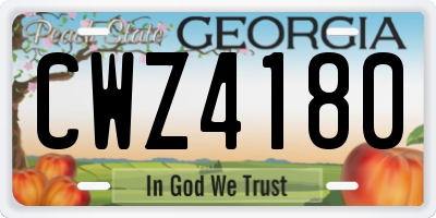 GA license plate CWZ4180