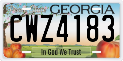 GA license plate CWZ4183