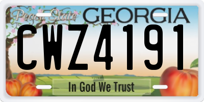 GA license plate CWZ4191