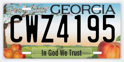 GA license plate CWZ4195