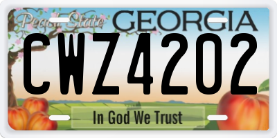 GA license plate CWZ4202