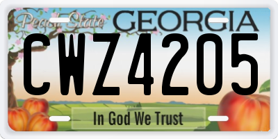 GA license plate CWZ4205
