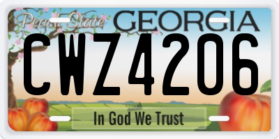 GA license plate CWZ4206