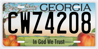 GA license plate CWZ4208