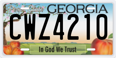 GA license plate CWZ4210